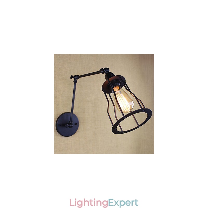 Style Bed Hotel Eestaurant Project Iron Arm Double Retro Vintage Black Belt Wall Lamp Switch