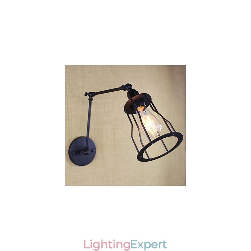 Style Bed Hotel Eestaurant Project Iron Arm Double Retro Vintage Black Belt Wall Lamp Switch
