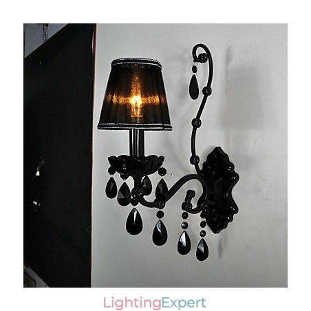 Wall Sconces Crystal Traditional Classic Metal Black Wall Sconces Crystal Traditional Classic Metal Black
