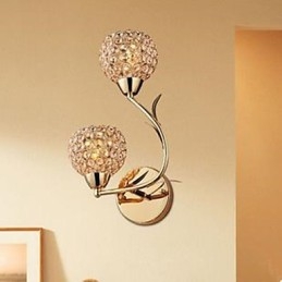 Contracted And Contemporary Golden Double Headed K9 Crystal Wall Lamp
