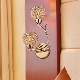 Contracted And Contemporary Golden Double Headed K9 Crystal Wall Lamp