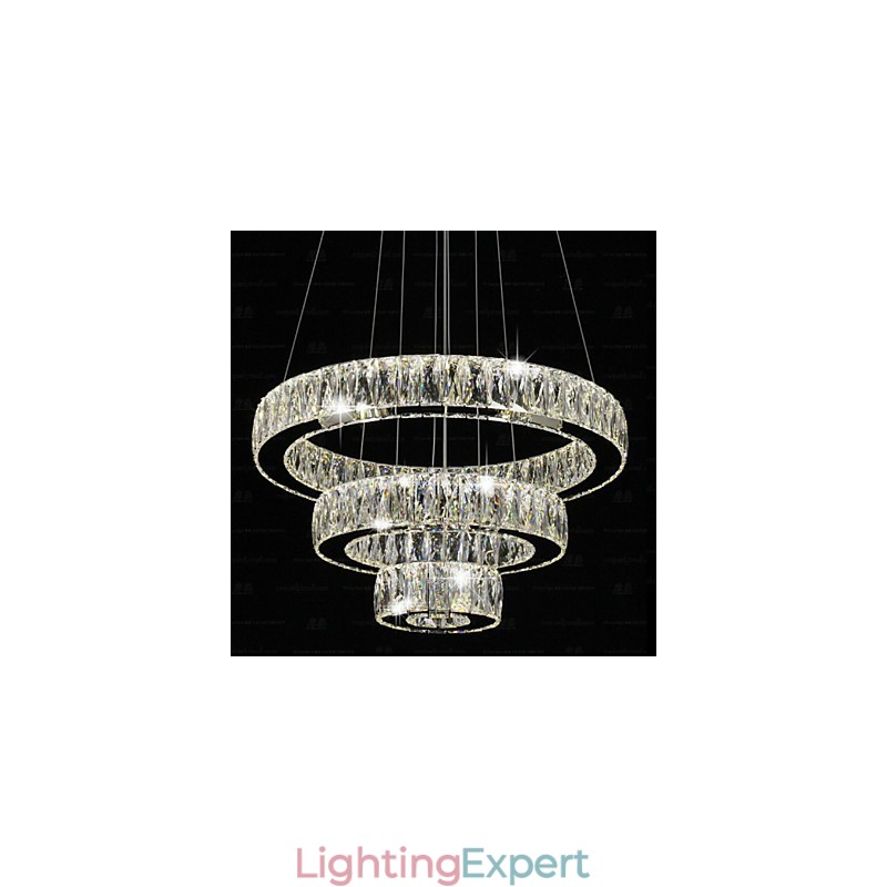 Crystal Pendant Light Modern Lighting Three Rings D406080 K9 Large Crystal Ceiling Light Fixtures