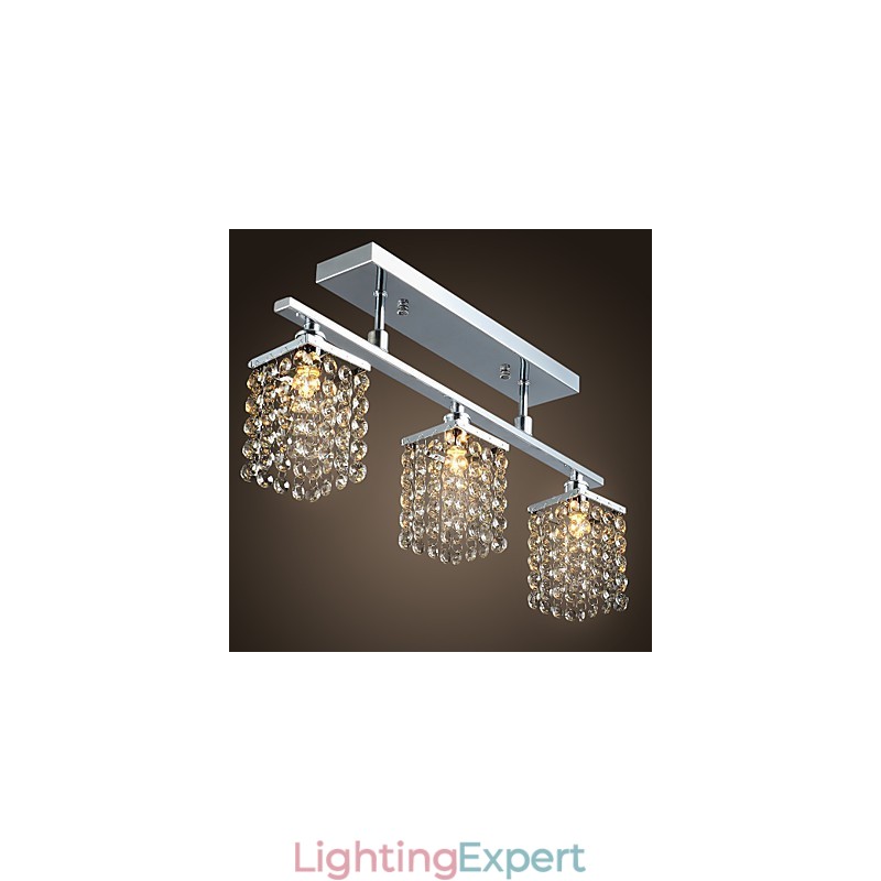 Linear Chandelier Island Light Crysal 3 Lights