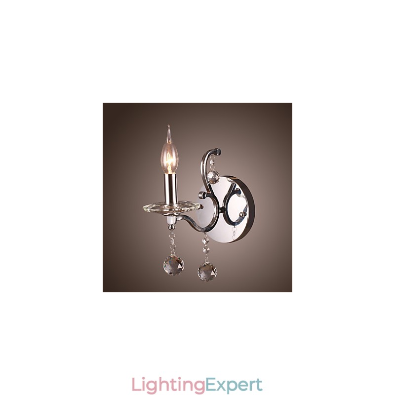 Silvery Crystal Wall Light with 1 Lights