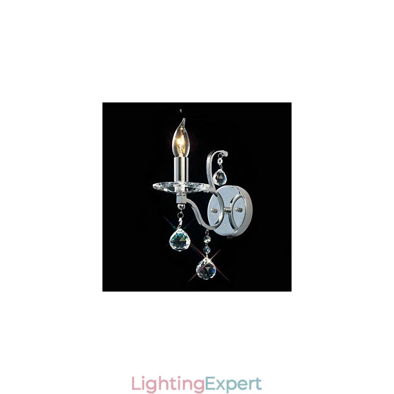 Silvery Crystal Wall Light with 1 Lights