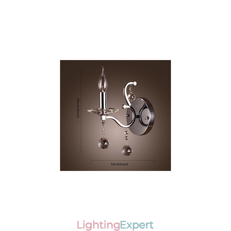 Silvery Crystal Wall Light with 1 Lights