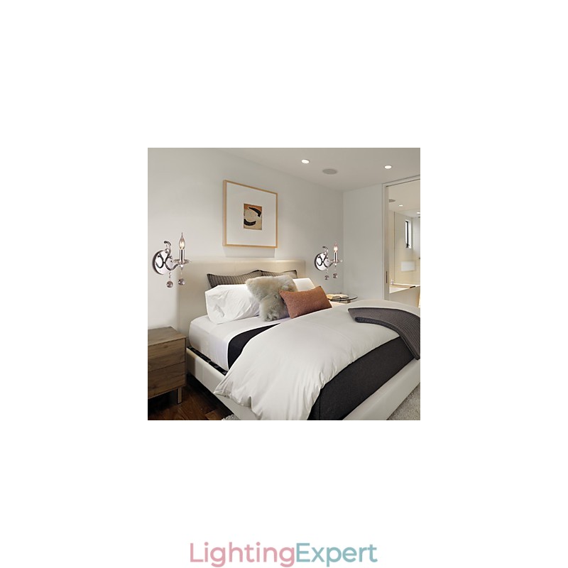 Silvery Crystal Wall Light with 1 Lights