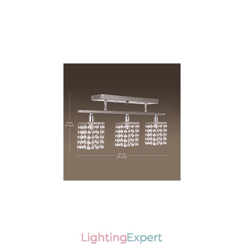Linear Chandelier Island Light Crysal 3 Lights
