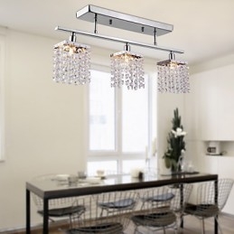 Linear Chandelier Island Light Crysal 3 Lights