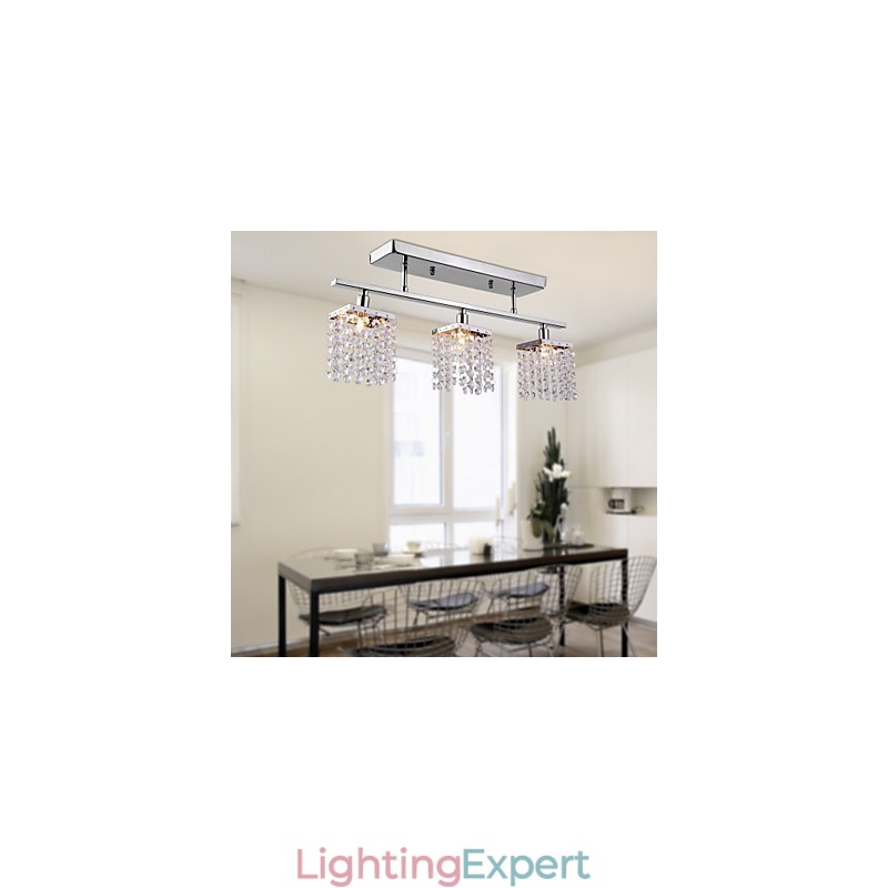 Linear Chandelier Island Light Crysal 3 Lights
