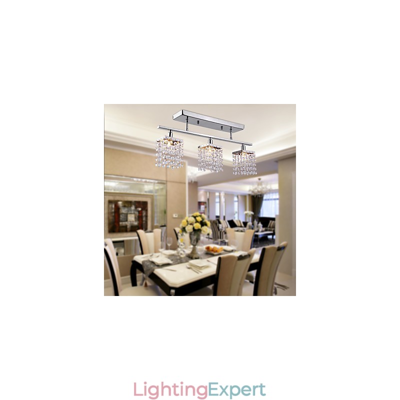 Linear Chandelier Island Light Crysal 3 Lights