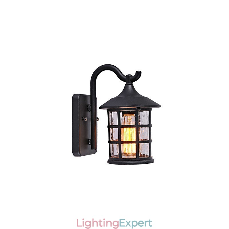 Antique Rustic Iron Waterproof Outdoor Wall Lamp Vintage Lantern Light Rusty Matte black Corridor Hallway Wall Sconce