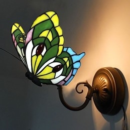 220V 26*15CM 3 5㎡ European Mediterranean Contracted Rural Creative Wrought Iron Wall Lamp Glass Lights