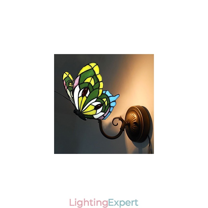 220V 26*15CM 3 5㎡ European Mediterranean Contracted Rural Creative Wrought Iron Wall Lamp Glass Lights