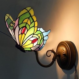 220V 26*15CM 3 5㎡ European Mediterranean Contracted Rural Creative Wrought Iron Wall Lamp Glass Lights