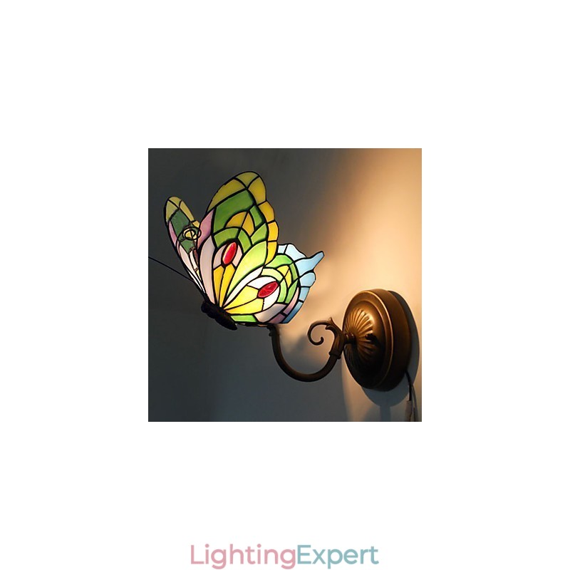 220V 26*15CM 3 5㎡ European Mediterranean Contracted Rural Creative Wrought Iron Wall Lamp Glass Lights