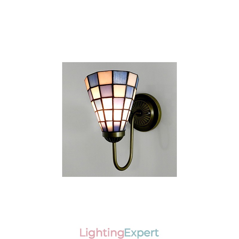 15CM Contemporary And Contracted Stained Glass Lamp Wall Lamp Inn Blue And White Squares Lights