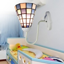 15CM Contemporary And Contracted Stained Glass Lamp Wall Lamp Inn Blue And White Squares Lights
