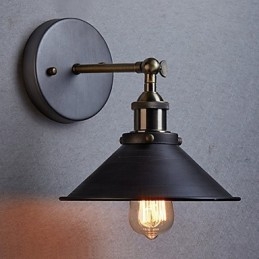 Industrial Vintage Edison Simplicity 1 Light Wall Mount Dining Room Study Room Office Hallway Metal Wall Sconce