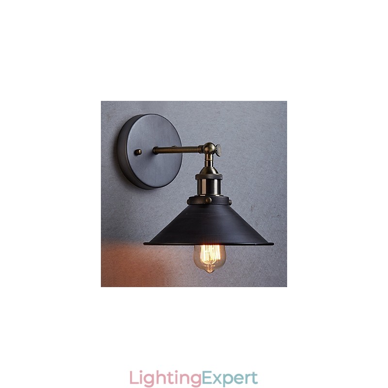 Industrial Vintage Edison Simplicity 1 Light Wall Mount Dining Room Study Room Office Hallway Metal Wall Sconce