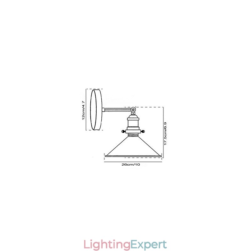 Industrial Vintage Edison Simplicity 1 Light Wall Mount Dining Room Study Room Office Hallway Metal Wall Sconce