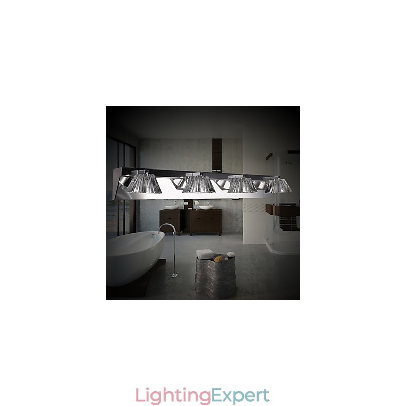 Modern Wall Light with Glass Shade 4 Lights Mirror Front