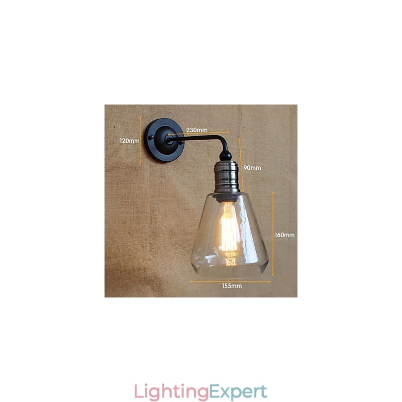 Mediterranean American Country Style Transparent Glass Wall Sconce