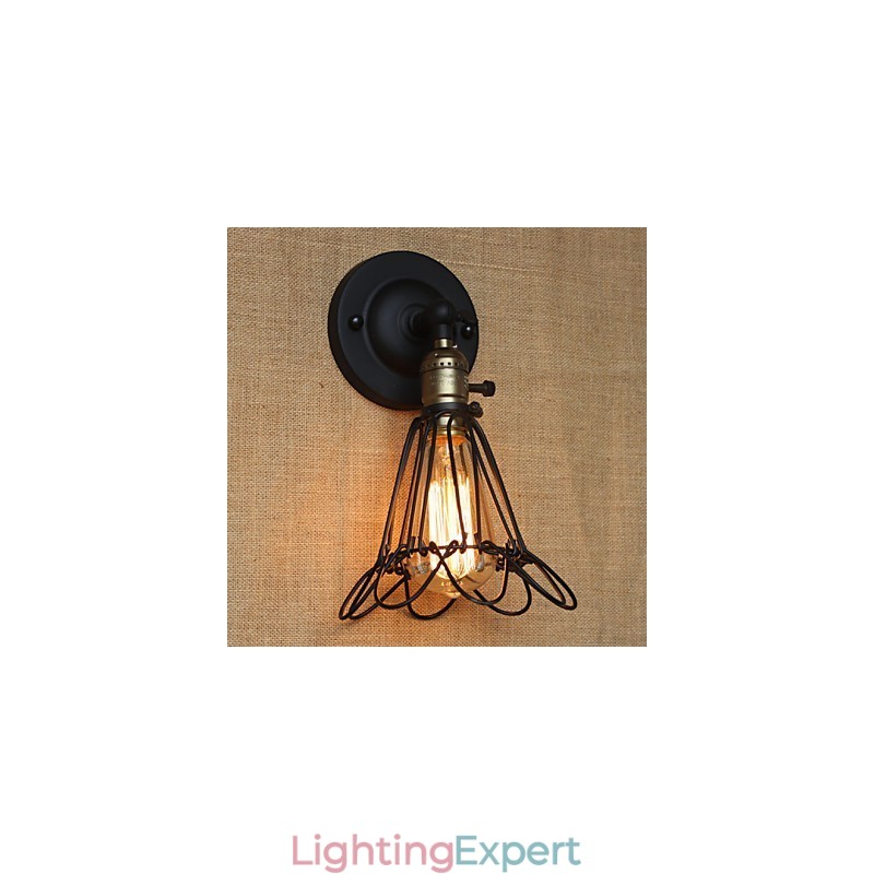 American Industrial Style Decorative Wall Sconce Iron Mesh Fence