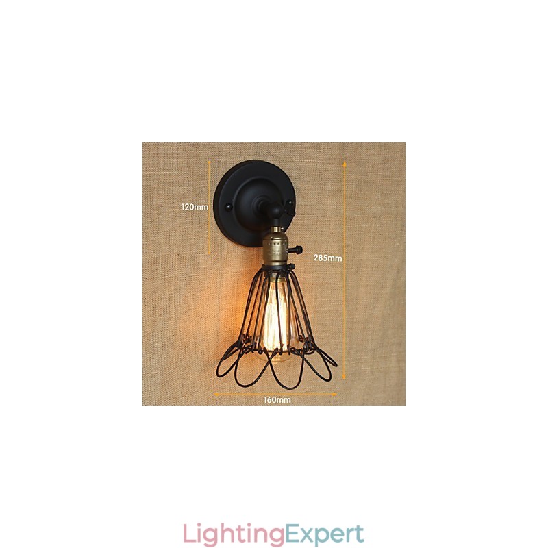 American Industrial Style Decorative Wall Sconce Iron Mesh Fence