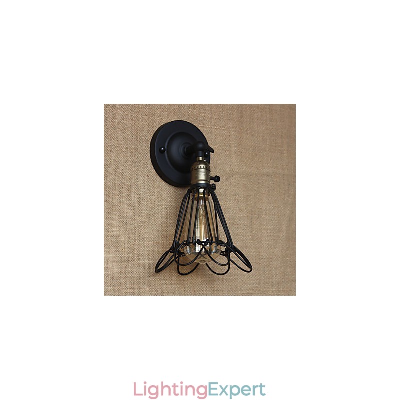 American Industrial Style Decorative Wall Sconce Iron Mesh Fence