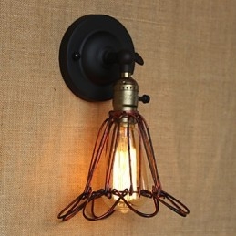 American Industrial Style Fence Iron Net Red Bronze Decorative Wall Sconce