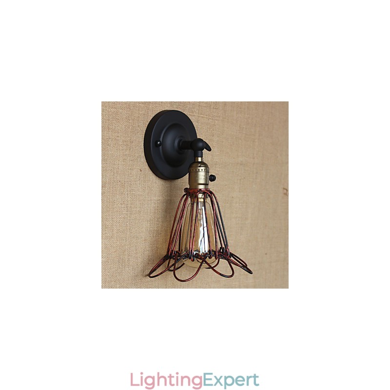 American Industrial Style Fence Iron Net Red Bronze Decorative Wall Sconce