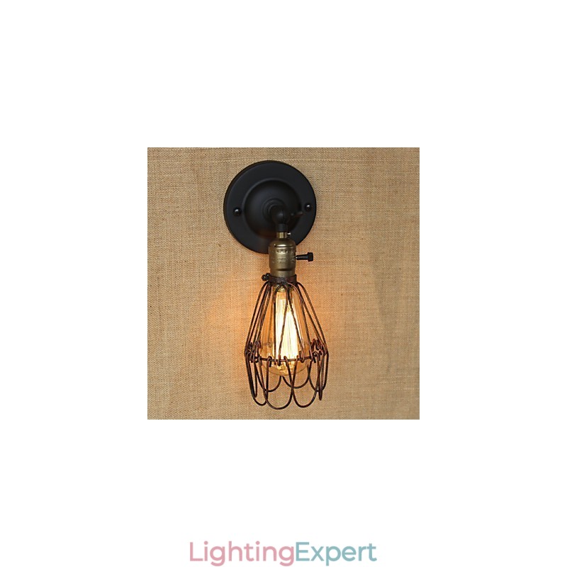 American Industrial Style Fence Rusty Iron Mesh Decorative Wall Sconce