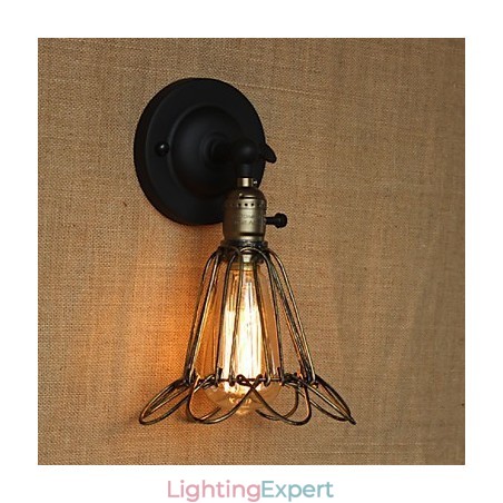 American Industrial Style Fence Iron Mesh Bronze Decorative Wall Sconce