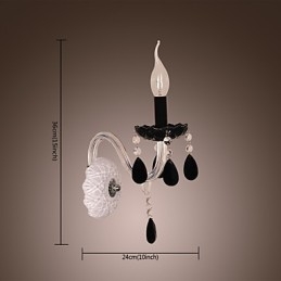 Black Crystal Wall Light with Candle Bulb