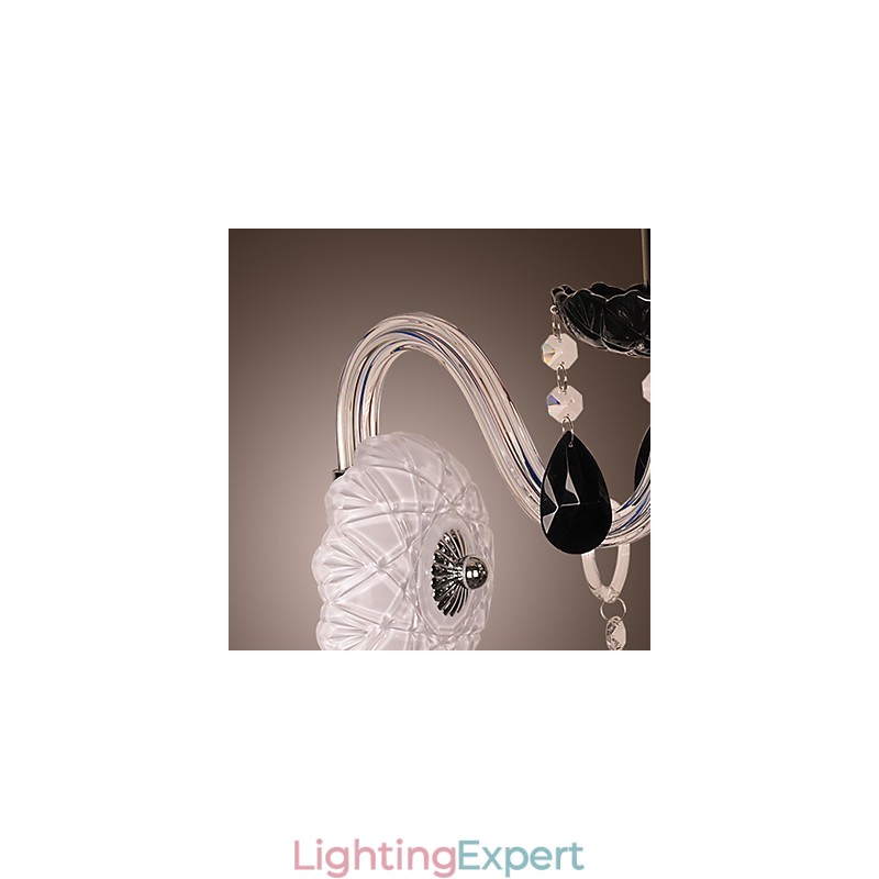 Black Crystal Wall Light with Candle Bulb