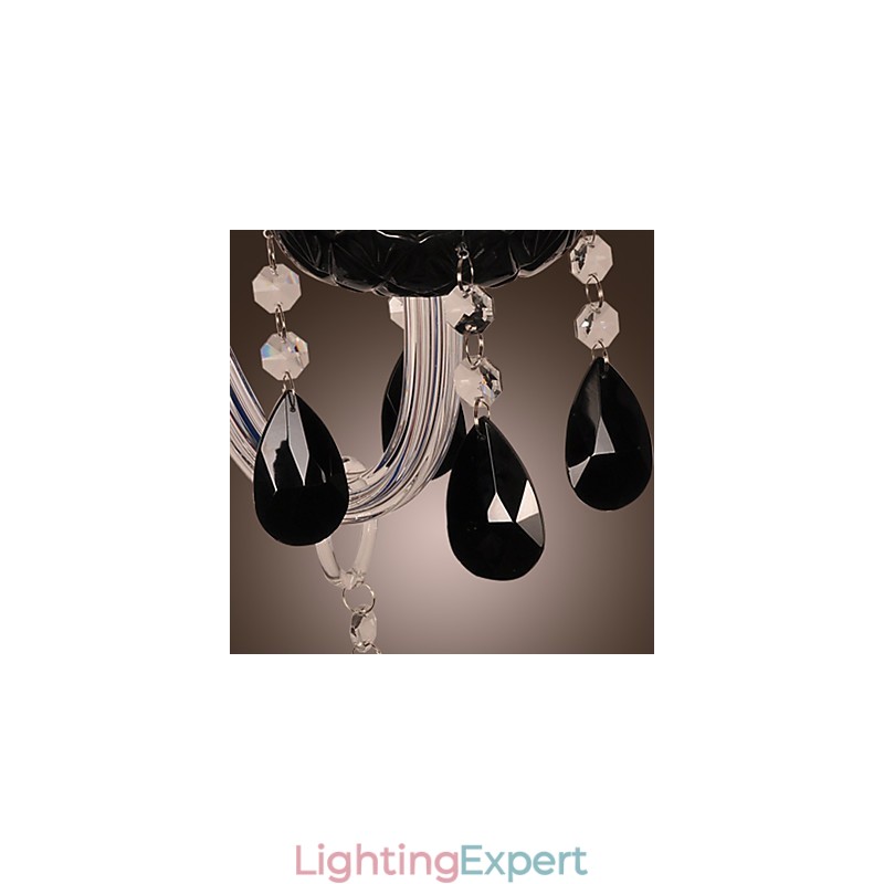 Black Crystal Wall Light with Candle Bulb