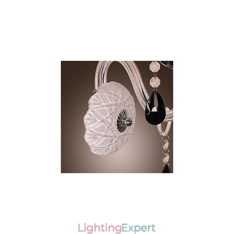 Black Crystal Wall Light with Candle Bulb