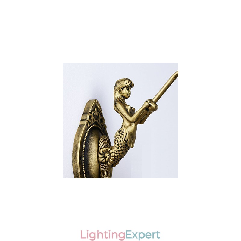 European Mediterranean Contracted Rural Creative Wrought Iron Wall Lamp Glass Lights