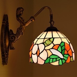 European Contracted Rural Creative Wrought Iron Wall Lamp Glass Lights