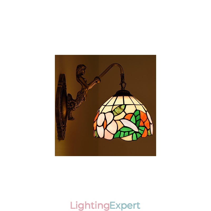 European Contracted Rural Creative Wrought Iron Wall Lamp Glass Lights