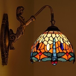 European Contracted Rural Creative Wrought Iron Wall Lamp Glass Lights