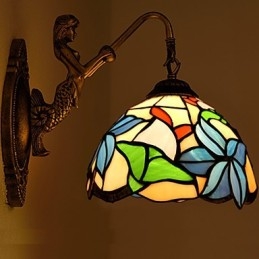 European Contracted Rural Creative Wrought Iron Wall Lamp Glass Lights
