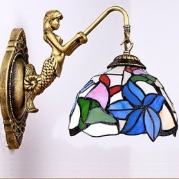 European Contracted Rural Creative Wrought Iron Wall Lamp Glass Lights