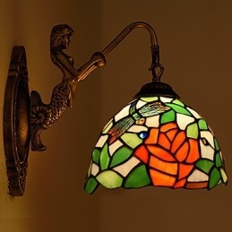 European Contracted Rural Creative Wrought Iron Wall Lamp Glass Lights