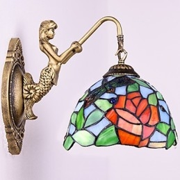 European Contracted Rural Creative Wrought Iron Wall Lamp Glass Lights