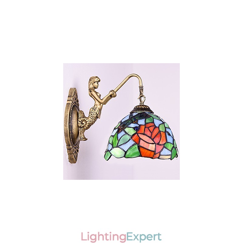 European Contracted Rural Creative Wrought Iron Wall Lamp Glass Lights