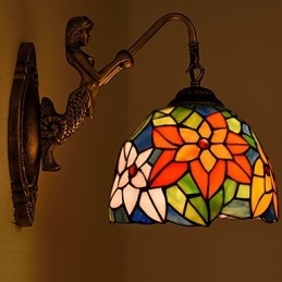 European Contracted Rural Creative Wrought Iron Wall Lamp Glass Lights