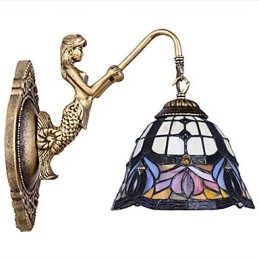 European Contracted Rural Creative Wrought Iron Wall Lamp Glass Lights