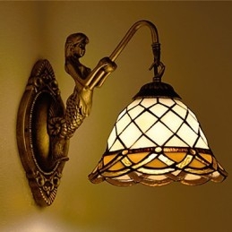 European Contracted Rural Creative Wrought Iron Wall Lamp Glass Lights